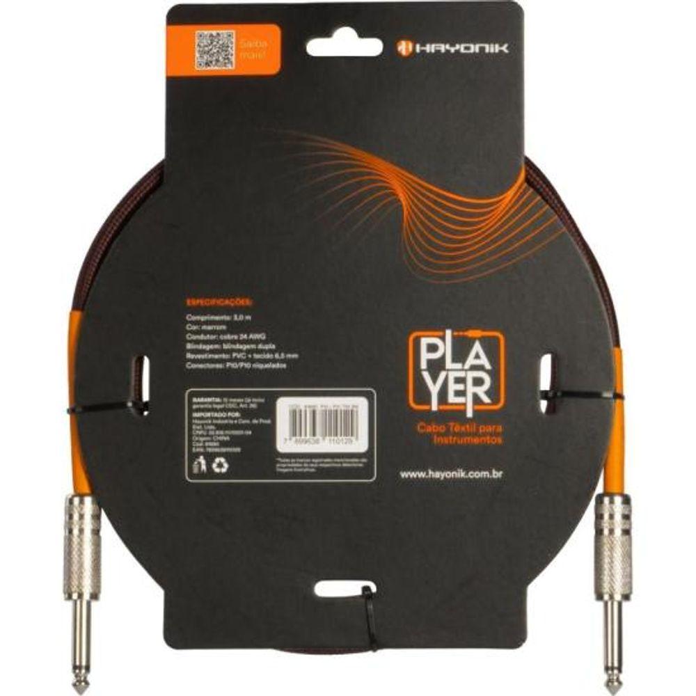 Cabo Para Instrumentos Player P10 Textil 3m Marrom Hayonik - 2