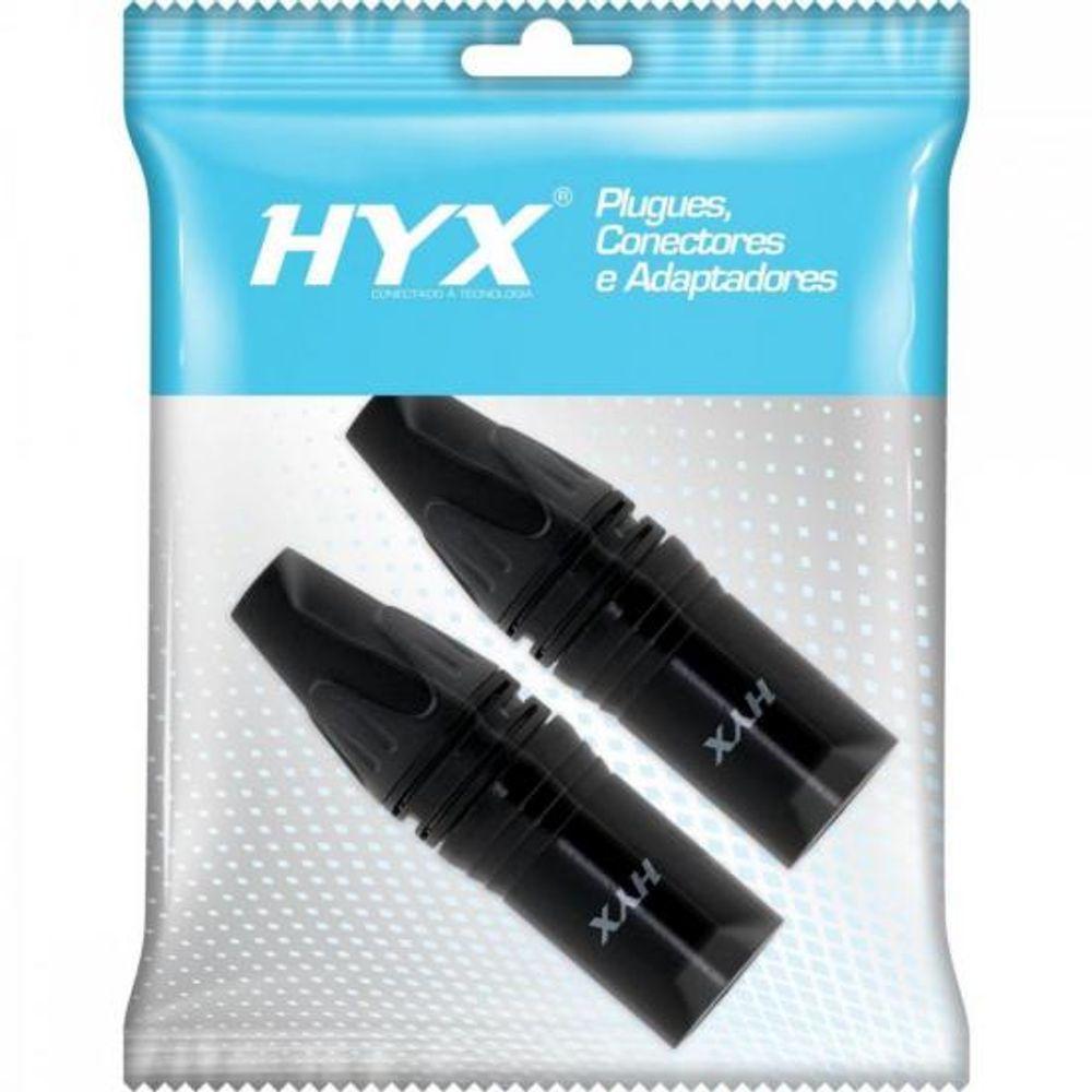 Conector XLR Macho 3 Pólos Niquelado HX081M Preto HYXPCT / 2 - 1