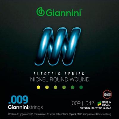 Encordoamento Para Guitarra .009 Nickel Round Wound Giannini GEEGST9