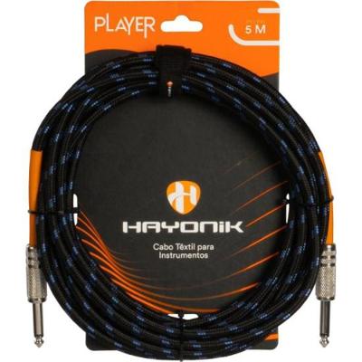 Cabo Para Instrumentos Player P10 Textil 5m Preto/Azul Hayonik