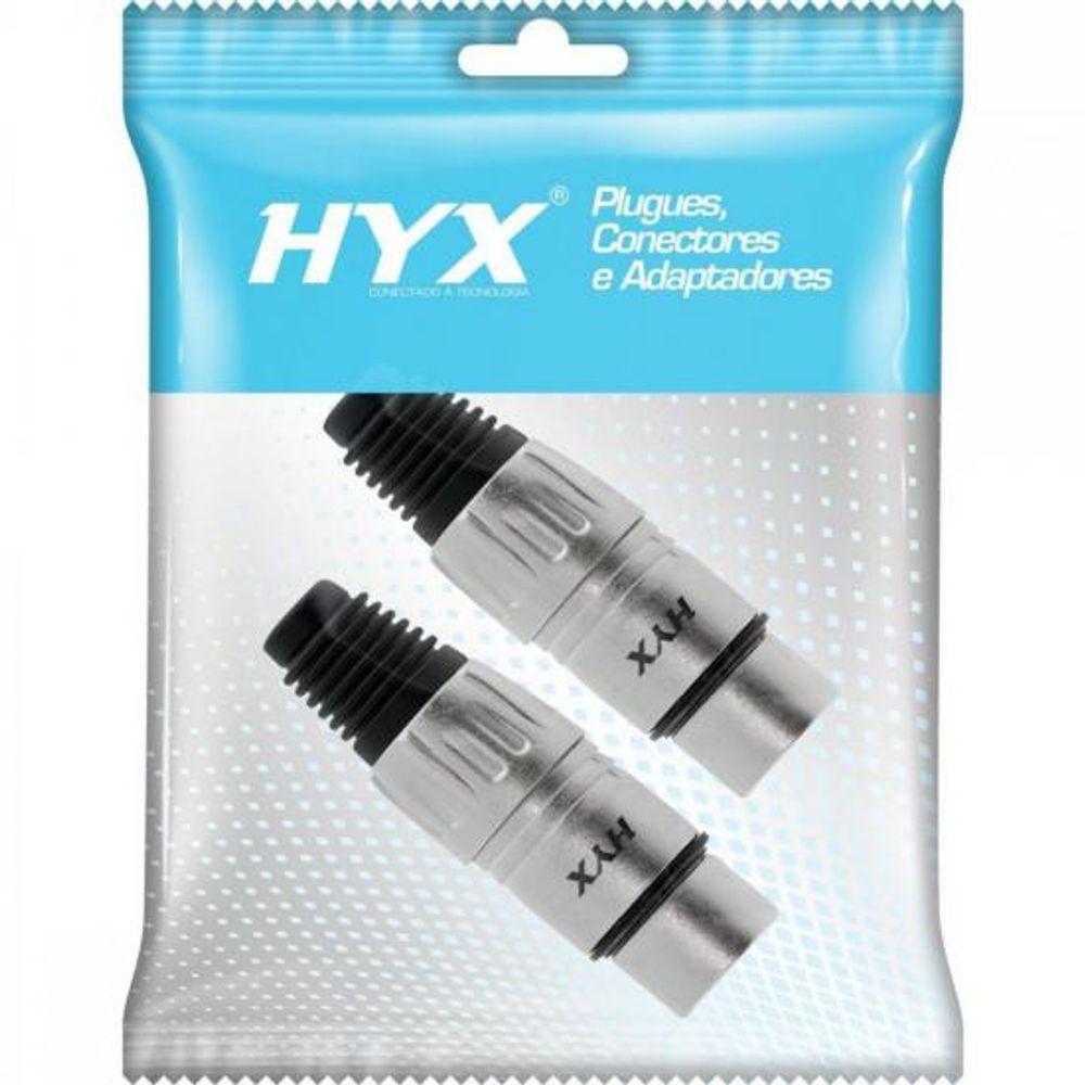 Conector XLR Fêmea 3 Pólos Niquelado HX001F Prata HYXPCT / 2 - 1