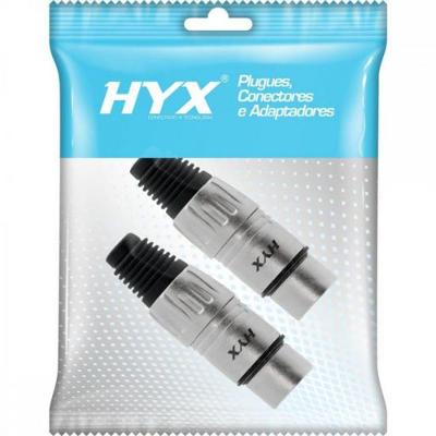Conector XLR Fêmea 3 Pólos Niquelado HX001F Prata HYXPCT / 2