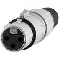Conector XLR Fêmea 3 Pólos Niquelado HX001F Prata HYXPCT / 2 - 3