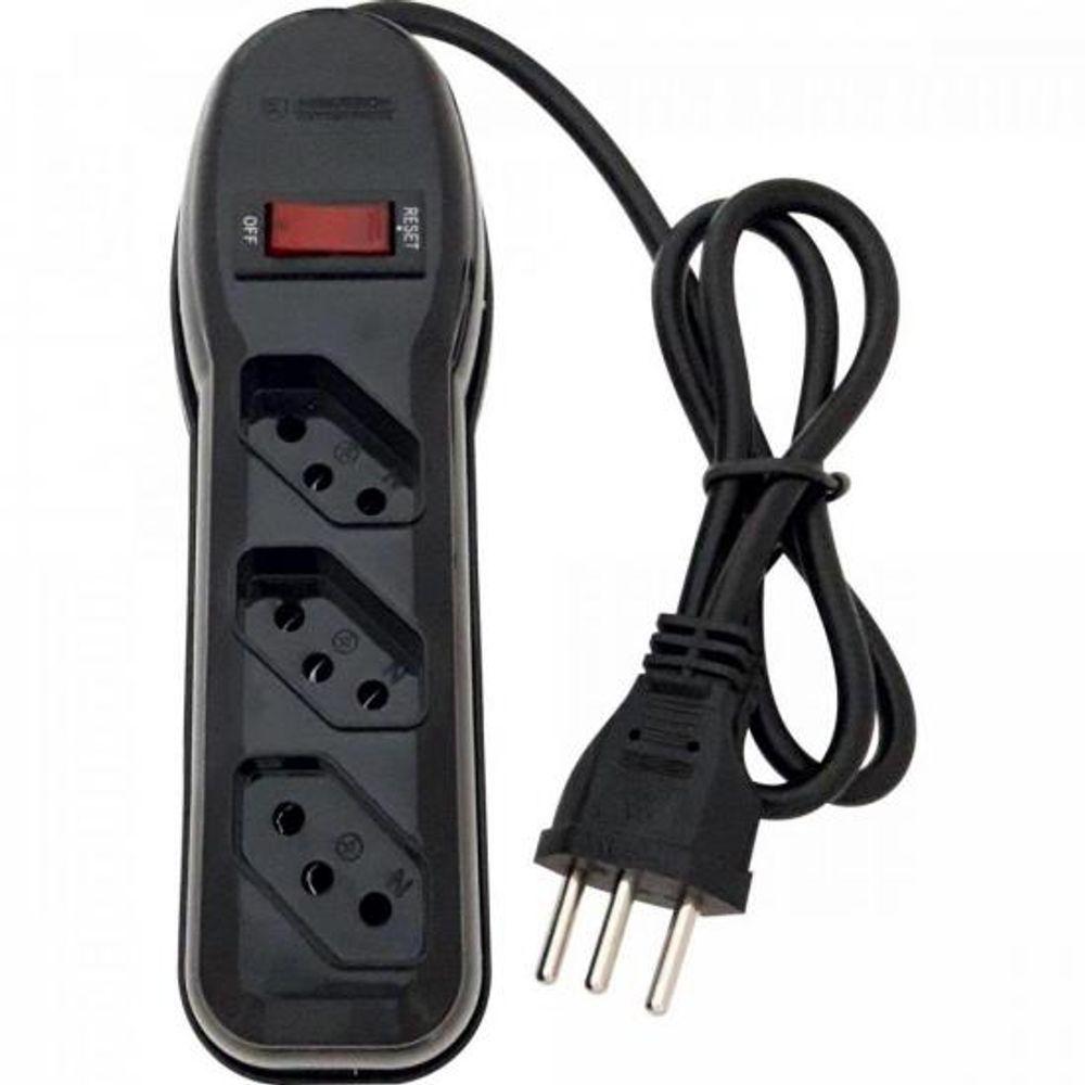 Filtro de Linha Com 3 Tomadas 1M Circuit Breaker Preto Megatron - 2