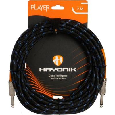 Cabo Para Instrumentos Player P10 Textil 7m Preto/Azul Hayonik