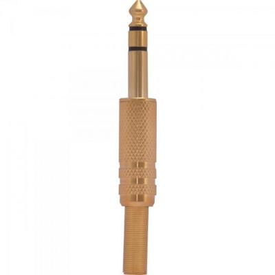 Plug P10 Stereo Metal Gold Com Mola Genérico pacote Com 10