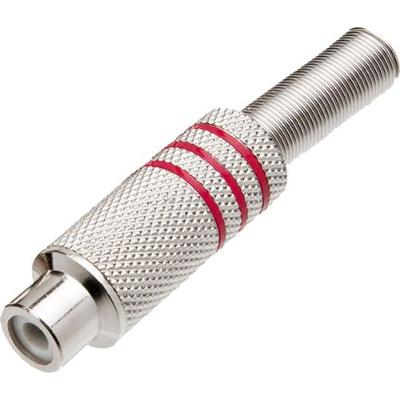 Plug RCA Fêmea Niquelado Com Mola JCRC0003 Vermelho Storm pacote Com 10