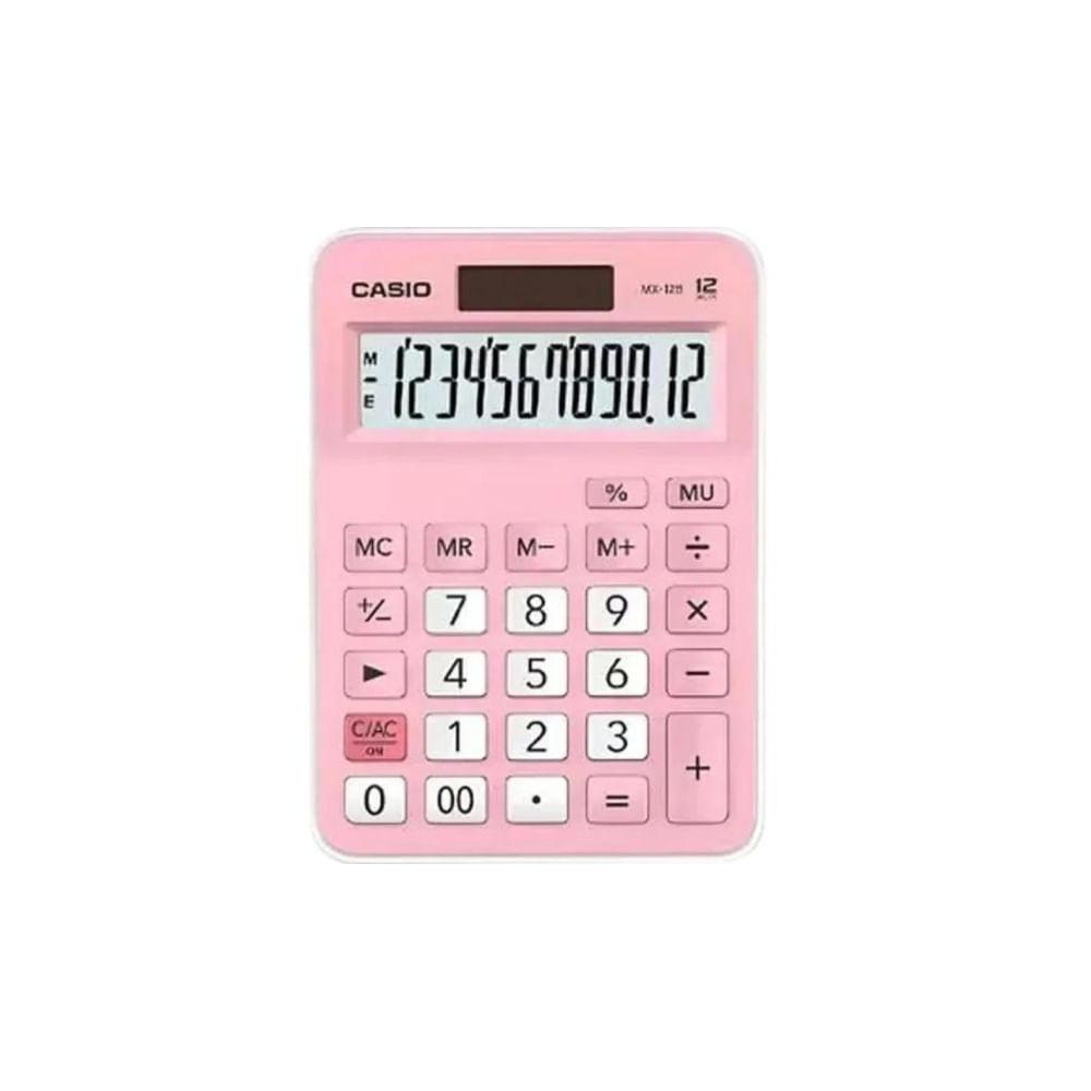 Calculadora de Mesa Casio MX12B-PK 12 Digitos Rosa - 1