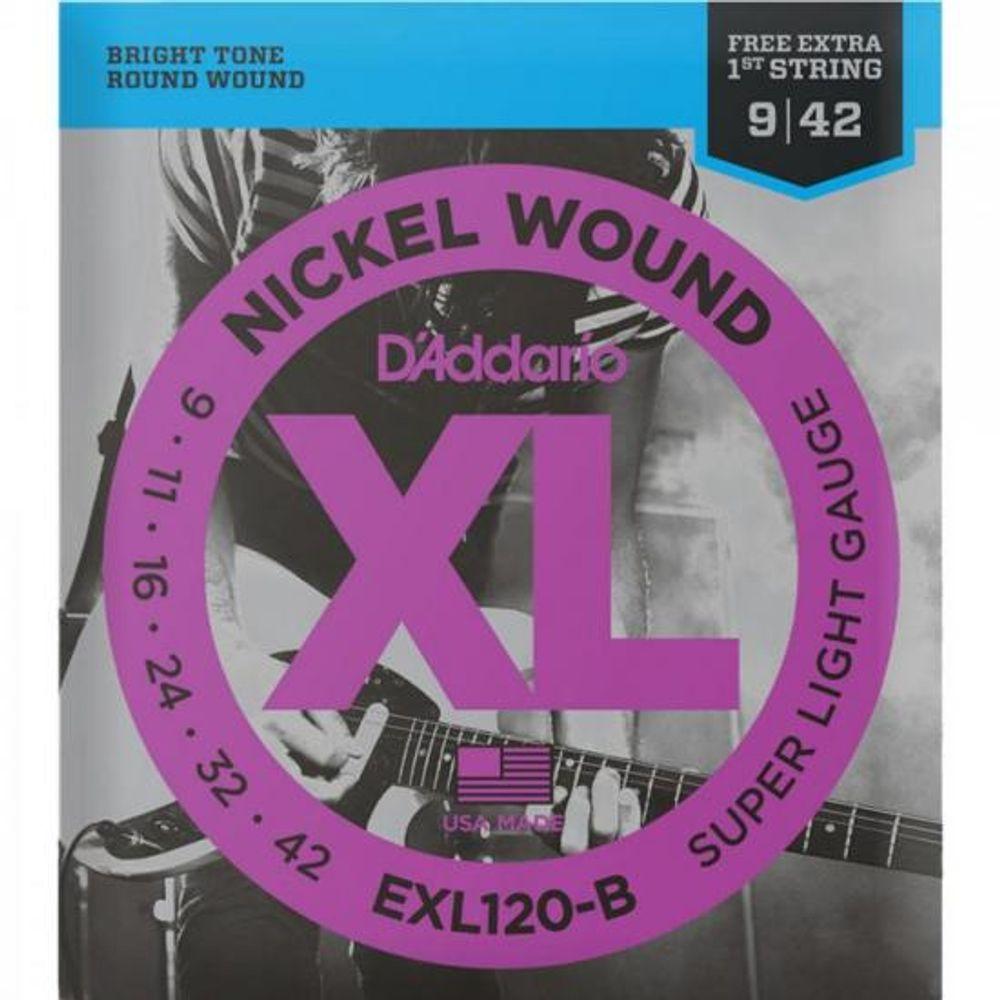 Encordoamento Guitarra .009-.042 XL Nickel EXL120-B D Addario Com Corda Extra PL009 - 1