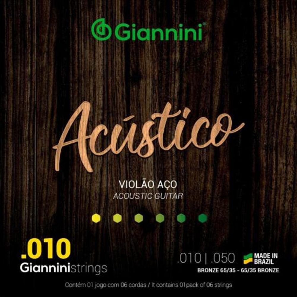 Encordoamento Para Violão Aço .010 Giannini GESWAM Acústico Bronze 65/35 - 1