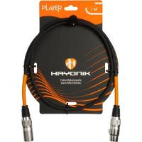Cabo Para Microfone Player XLR(F) x XLR(M) 1m Preto Hayonik - 1