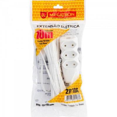 Extensão Tripla 2 X 0,75 X 10,0M Branca Megatron