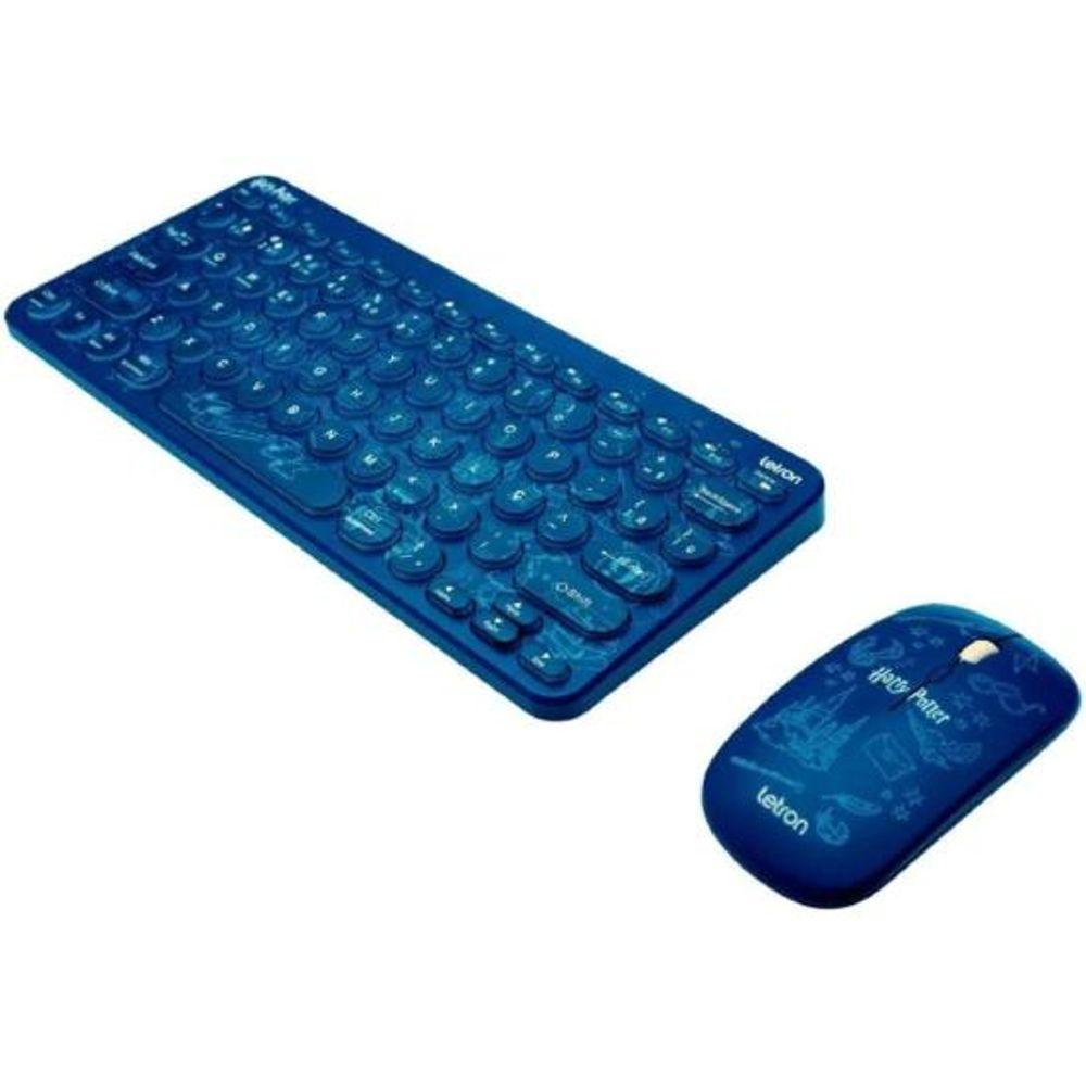 Kit Teclado e Mouse Sem Fio Letron Harry Potter Azul - 2