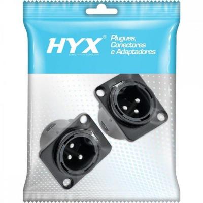 Conector XLR Macho Painel 3 Pólos Niquelado HX049M Preto HYXPCT / 2