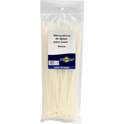 Abraçadeira Nylon 3,6x300mm Branca Brasfort pacote Com 100