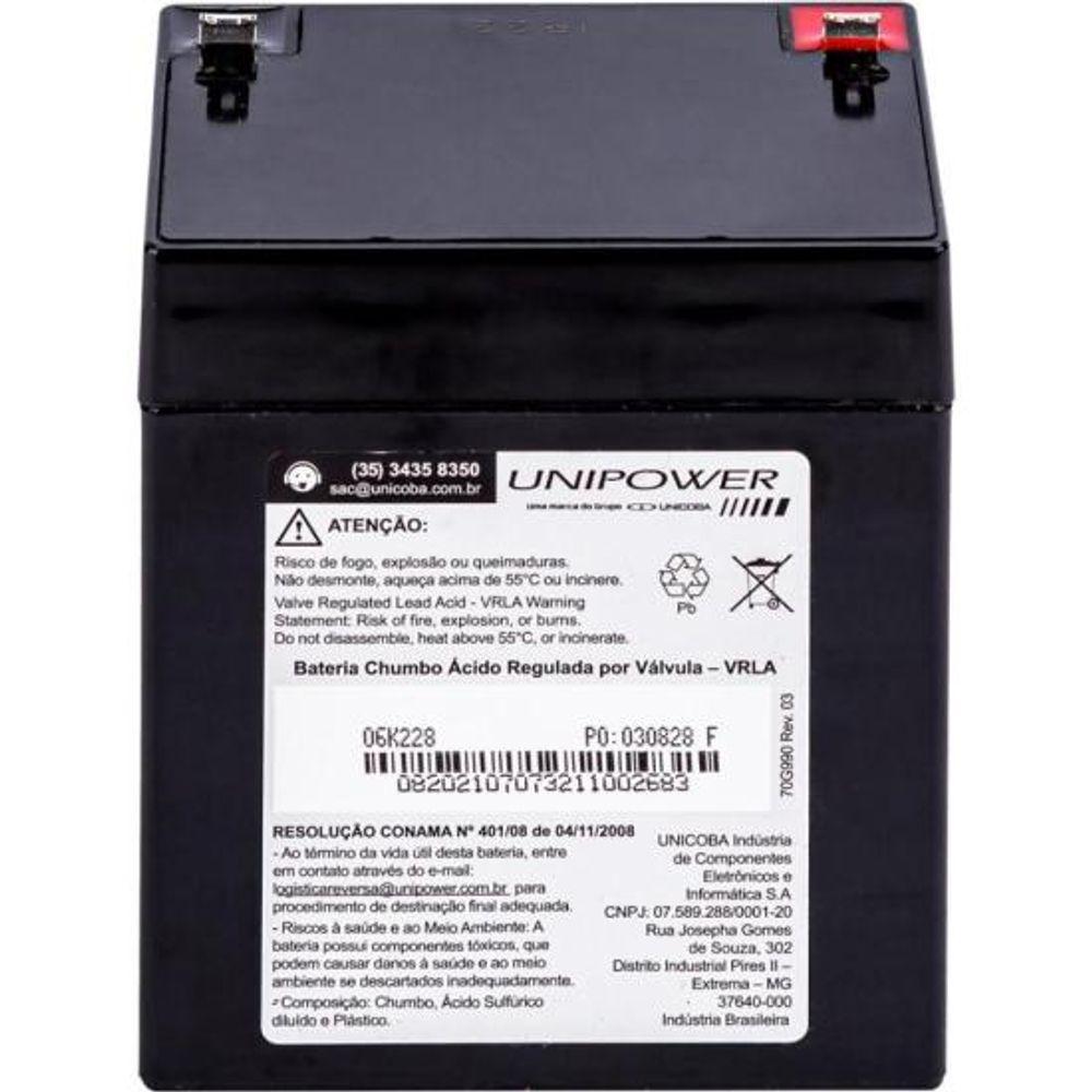 Bateria Estacionária Selada 12V 5Ah VRLA UP1250 Unipower - 6