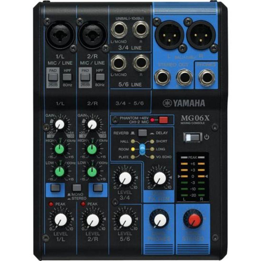 Mesa de Som Yamaha MG06X 6 Canais Bivolt Preta - 1