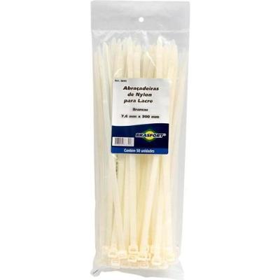 Abraçadeira Nylon 7,6x300mm Branca Brasfort pacote Com 50