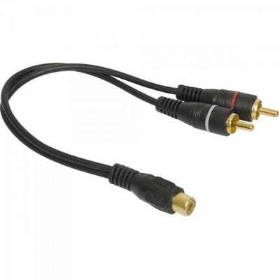 Cabo 1 RCA Fêmea x 2 RCA Macho 20cm 5mm Preto Storm pacote Com 5