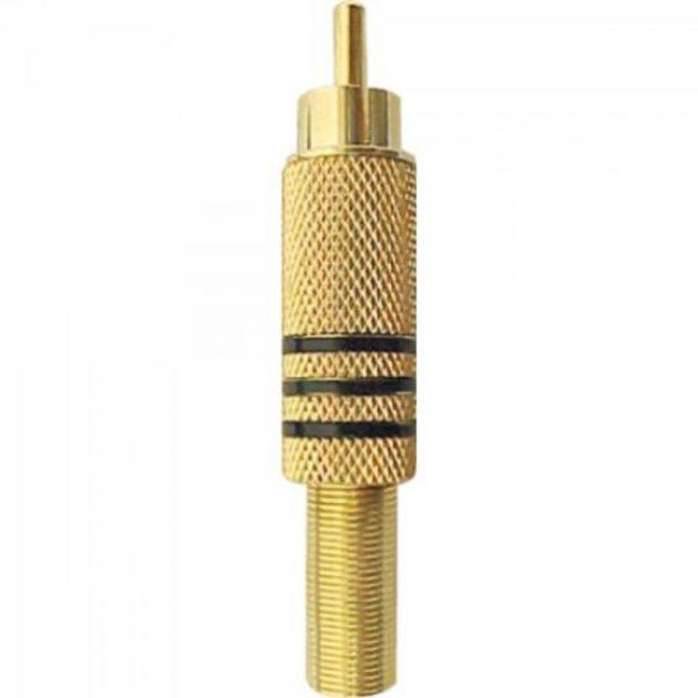 Plug RCA Macho 6/7mm Com Mola 3FXA Tarja Preta Genérico Storm 10 unidades - 1