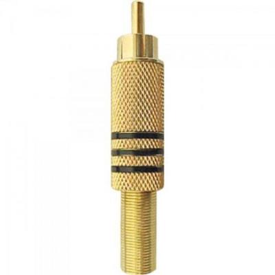 Plug RCA Macho 6/7mm Com Mola 3FXA Tarja Preta Genérico Storm 10 unidades