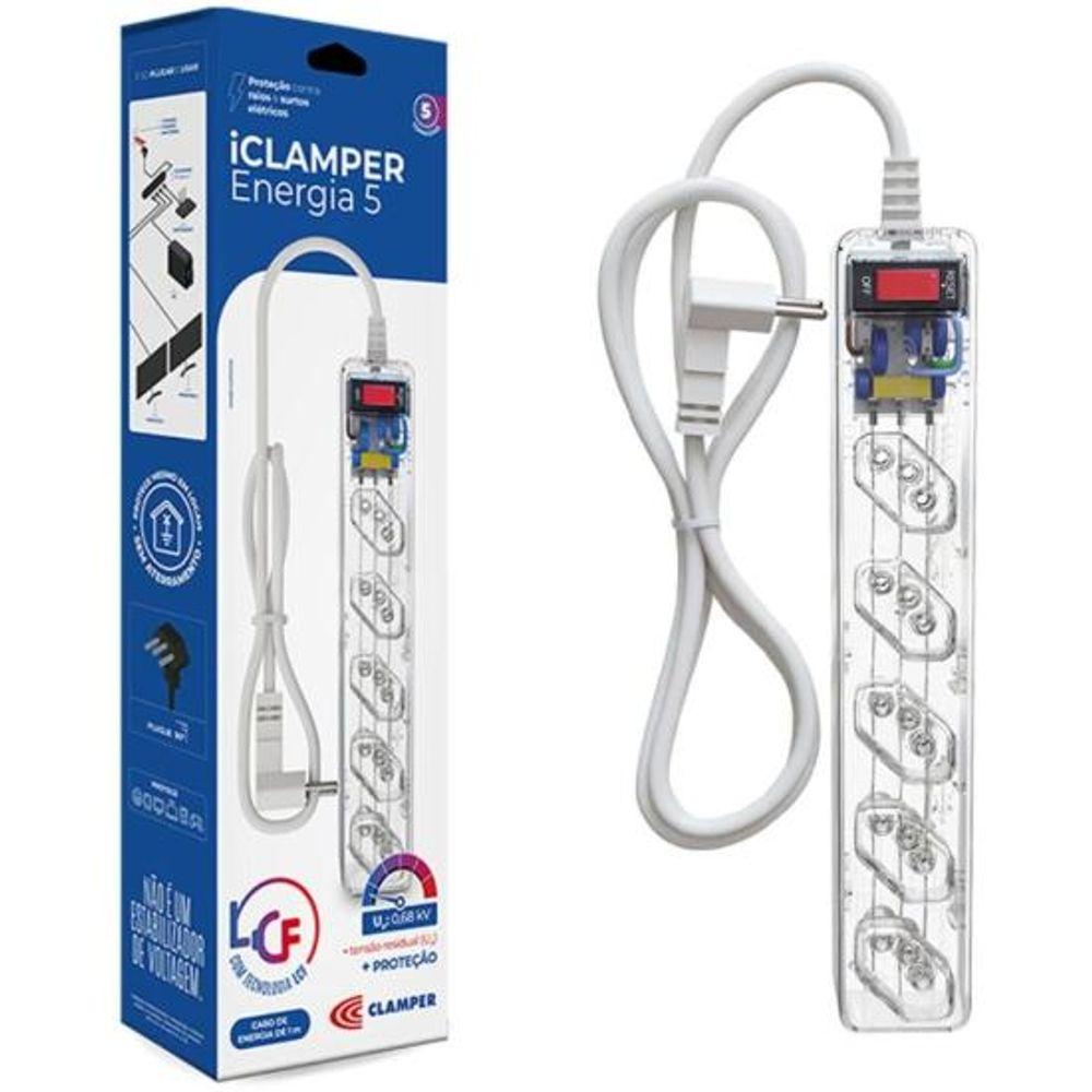 Filtro de Linha Com Proteção DPS 3P Energia 5 Clamper Transparente - 5