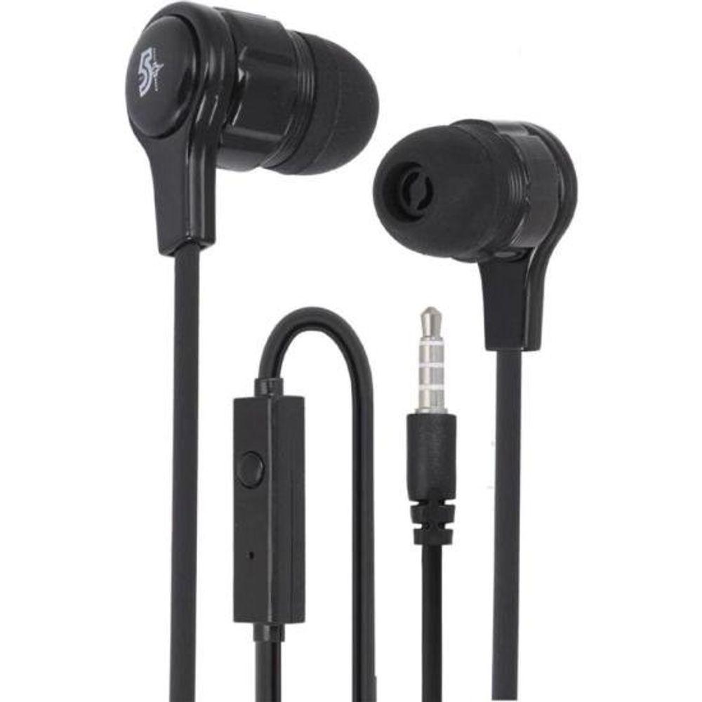 Fone de Ouvido 5+ Easy Flat Com Microfone Preto - 2
