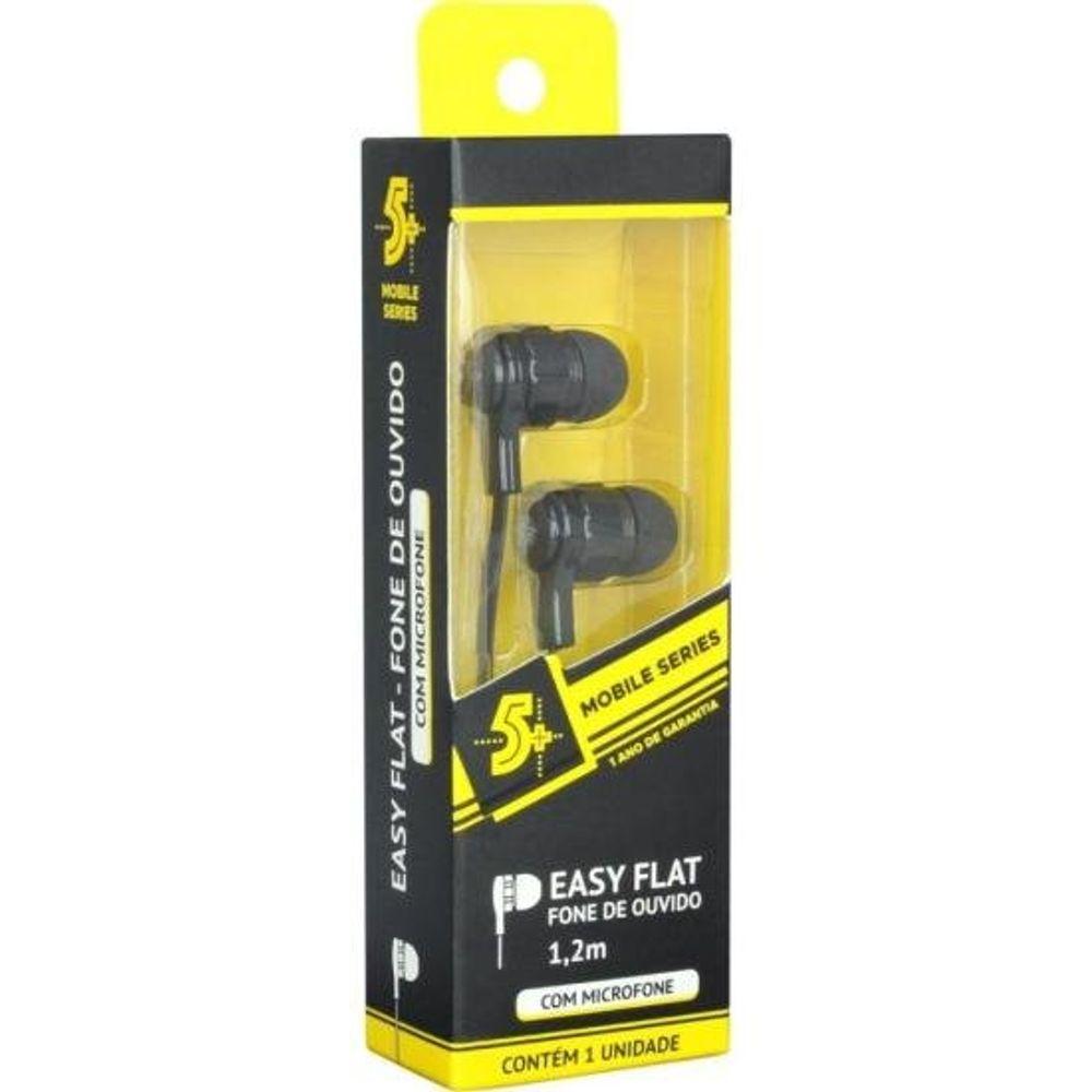 Fone de Ouvido 5+ Easy Flat Com Microfone Preto - 3