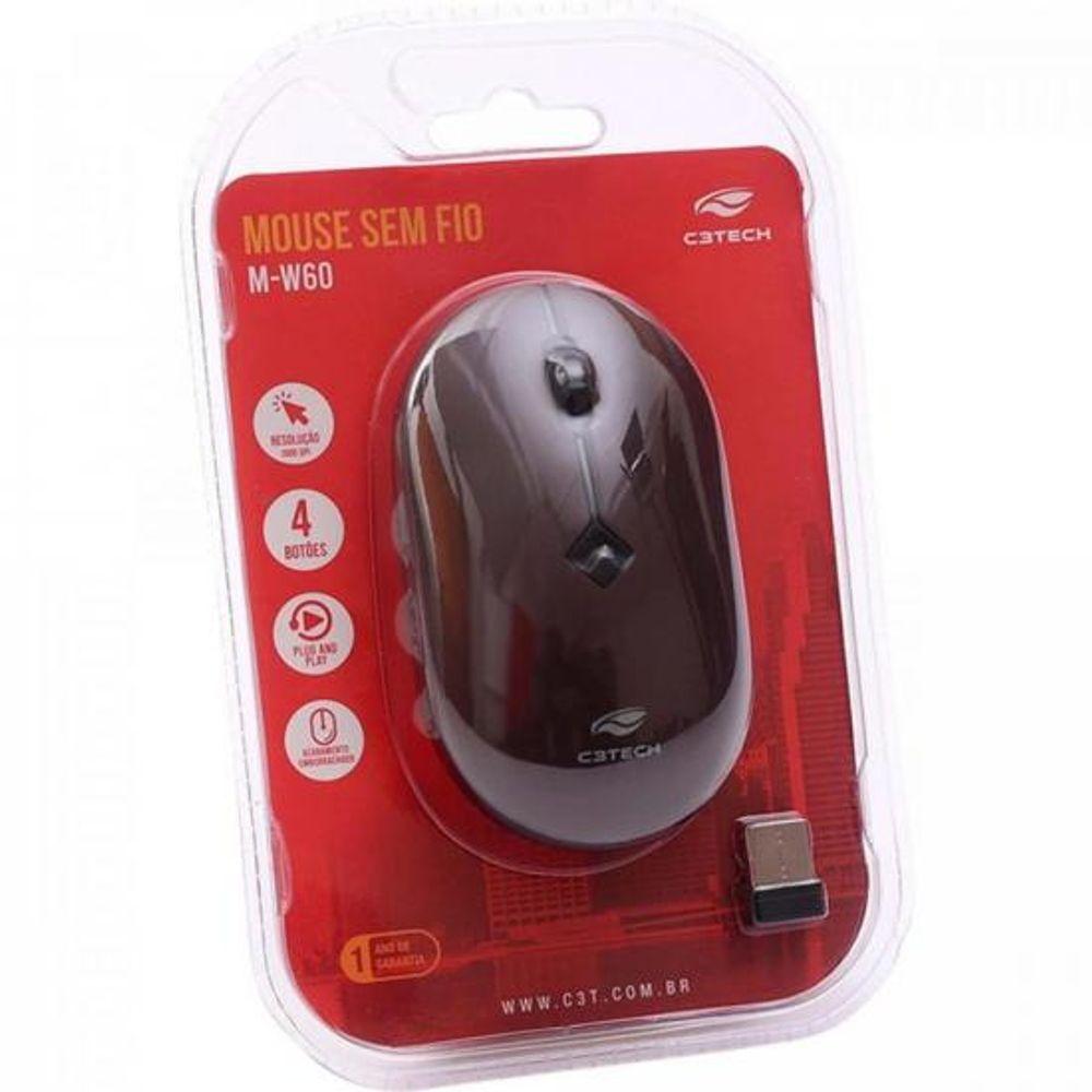 Mouse Sem Fio C3Tech M-W60RD RC Nano 1600DPI Vermelho - 4