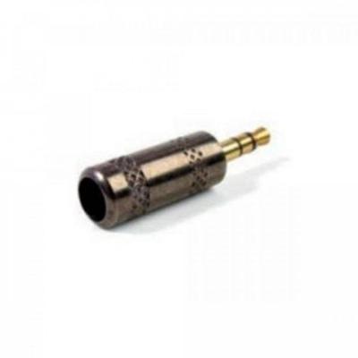Plug P2 Stereo Metal Preto com Ponta Gold PGPD0006 Storm pacote Com 10