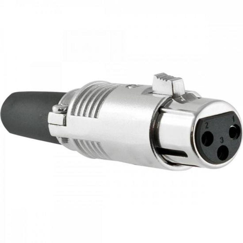 Conector XLR Fêmea 3 Pólos Niquelado HX028F HYXPCT / 2 - 4