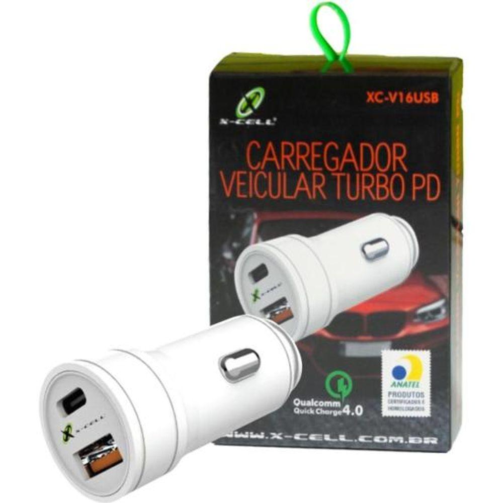 Carregador Veicular USB Para USB-C Flex XC-V16USB - 1