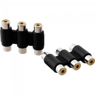 Emenda Jack Fêmea/Fêmea Tripla RCA EMRC0005 Preto Storm pacote Com 10
