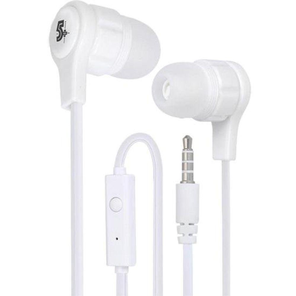 Fone de Ouvido 5+ Easy Flat Com Microfone Branco - 2