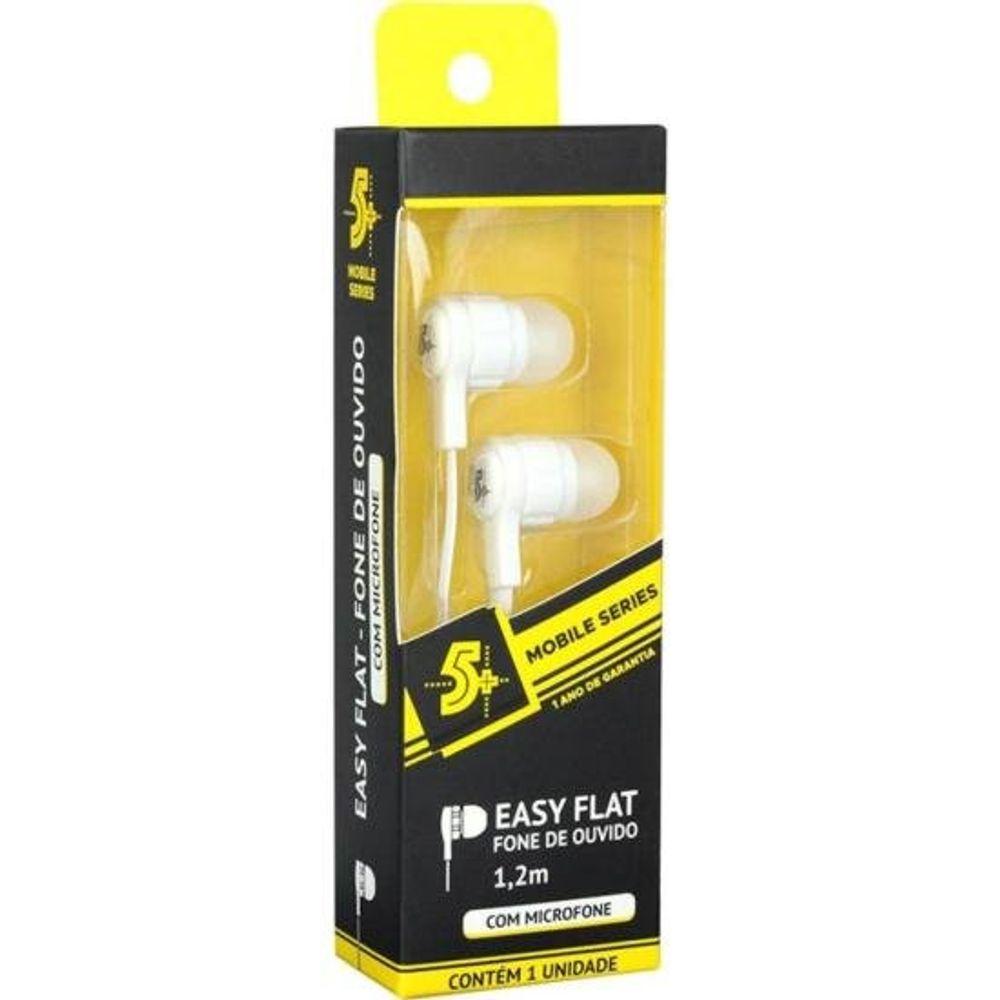 Fone de Ouvido 5+ Easy Flat Com Microfone Branco - 3