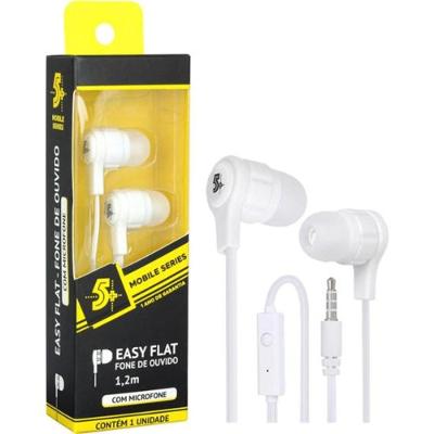 Fone de Ouvido 5+ Easy Flat Com Microfone Branco