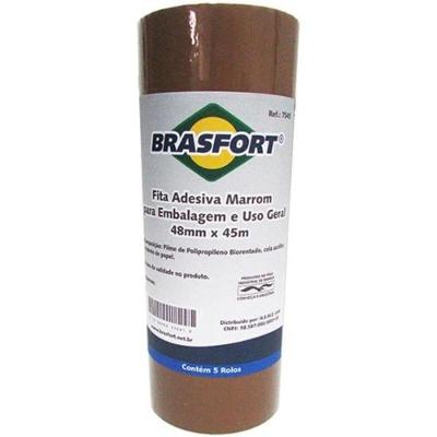 Fita Para Embalagem Adesiva 45mm X 45m Marrom Brasfort pacote Com 5
