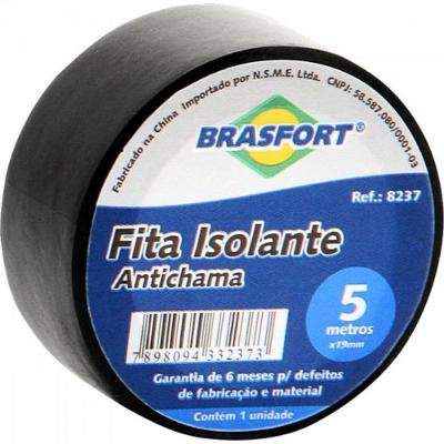 Fita Isolante Antichama 19mmx5m Preta Brasfort 10 unidades