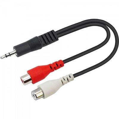 Cabo P2 Estéreo x 2 RCA Fêmea 15cm CBRC0011 Preto Storm pacote Com 10