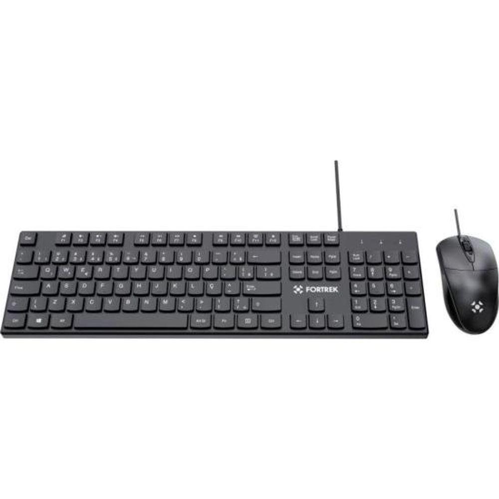 Kit Mouse e Teclado Fortrek C13 Office USB ABNT2 Preto - 3
