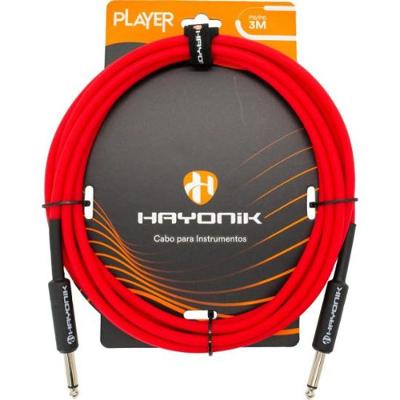 Cabo Para Instrumentos Player P10 x P10 3m Vermelho Hayonik