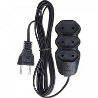 Extensão Tripla 2 X 0,75 x 5,0M Preta Megatron - 1