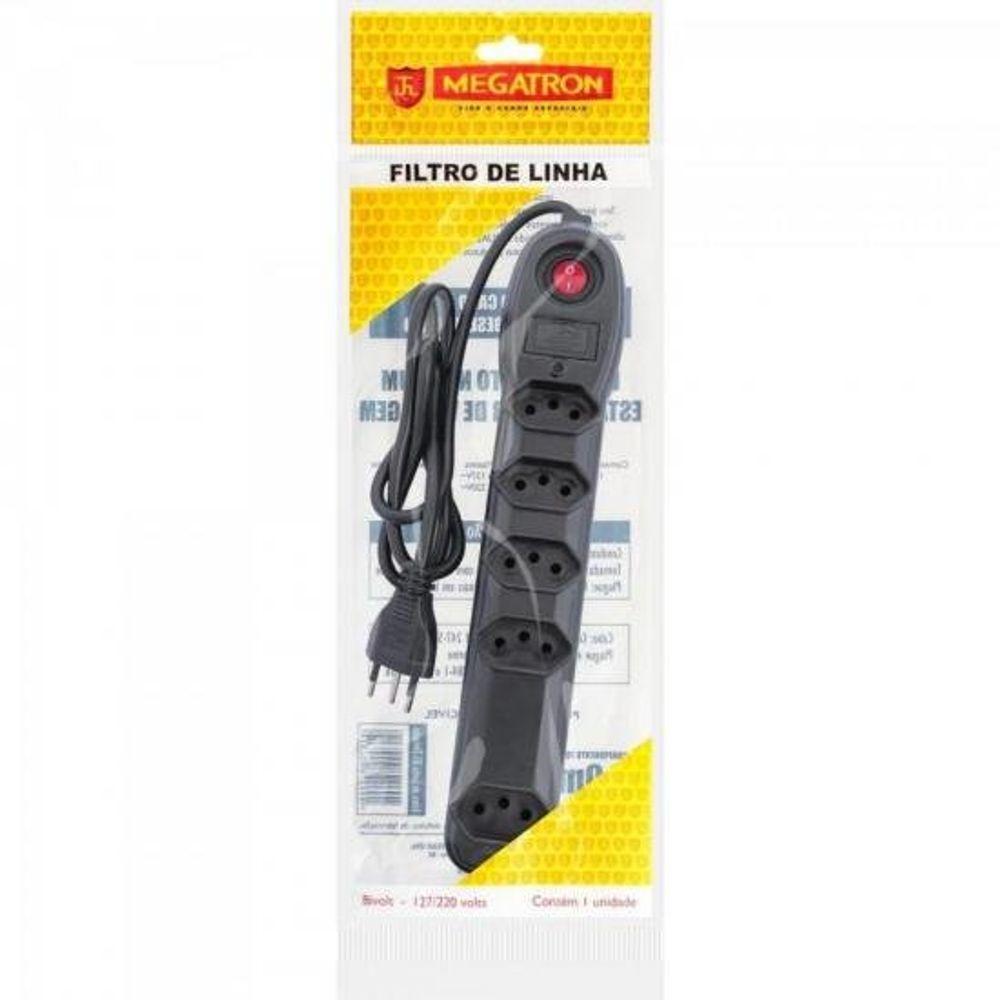 Filtro de Linha Com 5 Tomadas 1M Preto Megatron - 1