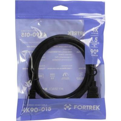 Cabo HDMI 2.0 4K 90º 1.5m Preto 4K90-015 Fortrek
