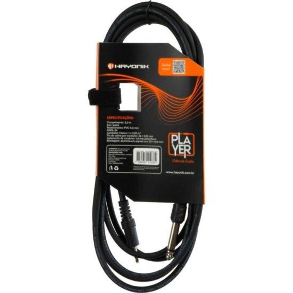 Cabo de Áudio Player P2 x P10 3m Preto Hayonik - 2