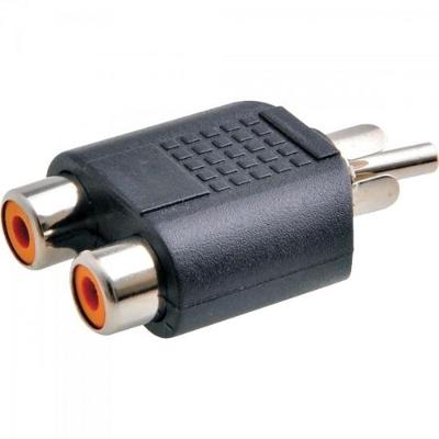 Adaptador 2 RCA Fêmea x 1 RCA Macho Niquelado Genérico Storm 10 unidades