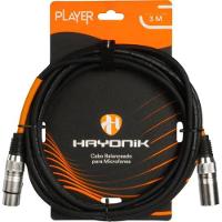 Cabo Para Microfone Player XLR(F) x XLR(M) 3m Preto Hayonik - 1