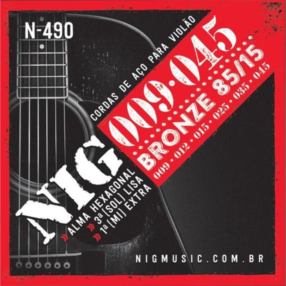 Encordoamento Para Violão Aço .009 N490 Bronze NIG - 1