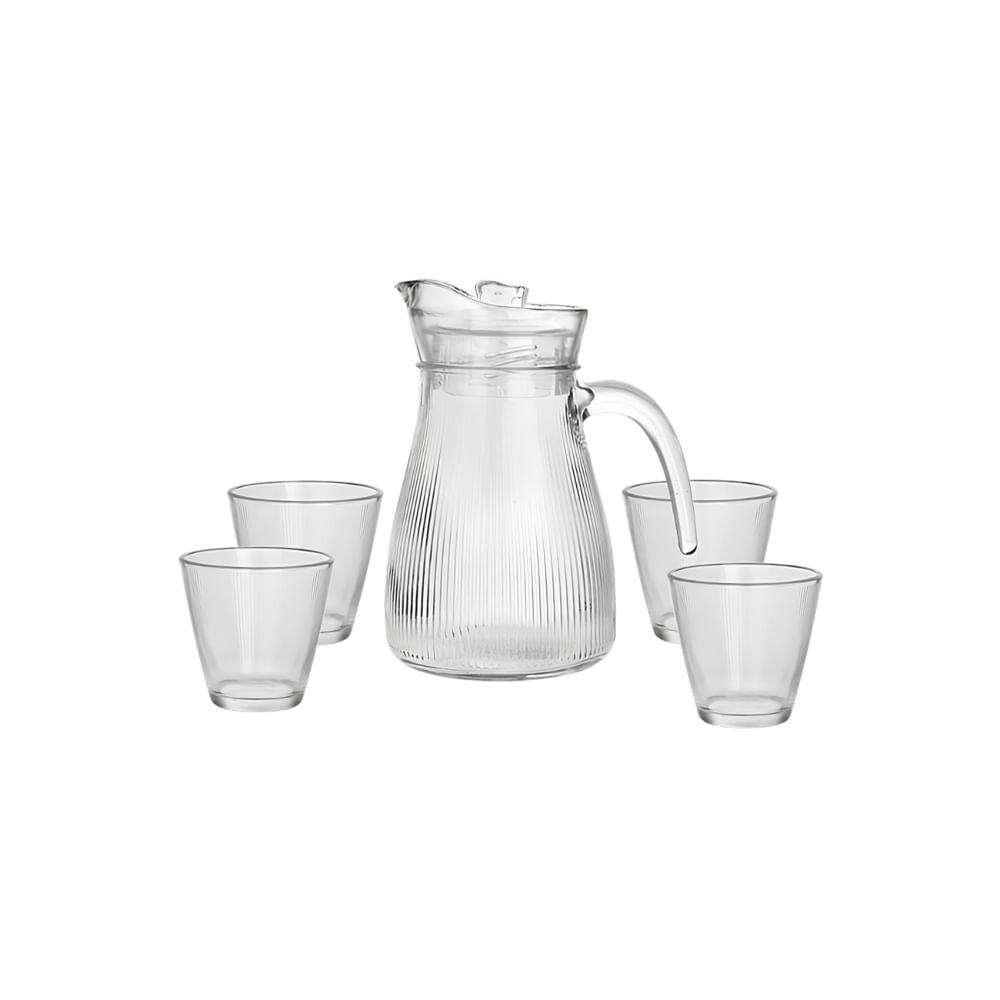 Jarra de Vidro com 4 Copos - Conjunto Narissa - 1