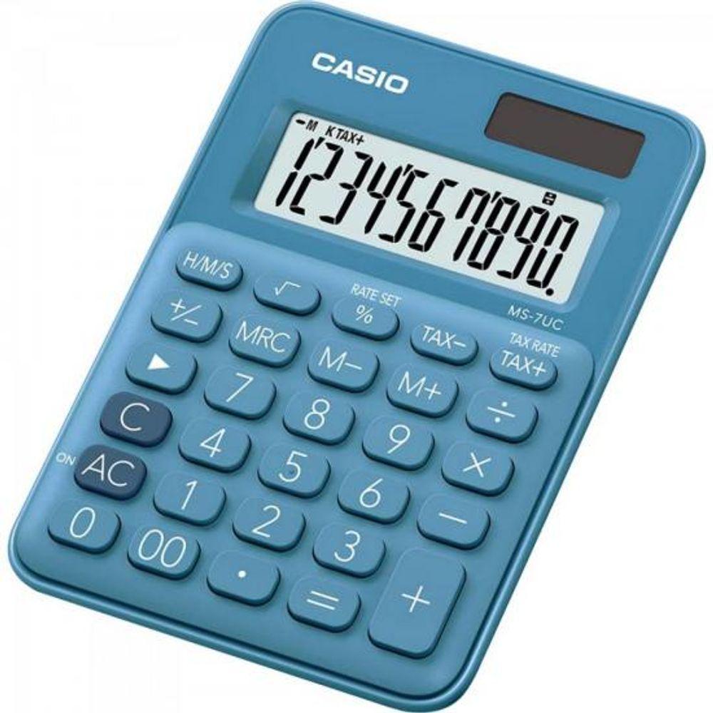 Calculadora de Mesa Casio MS-7UC-DC 10 Dígitos Azul - 1